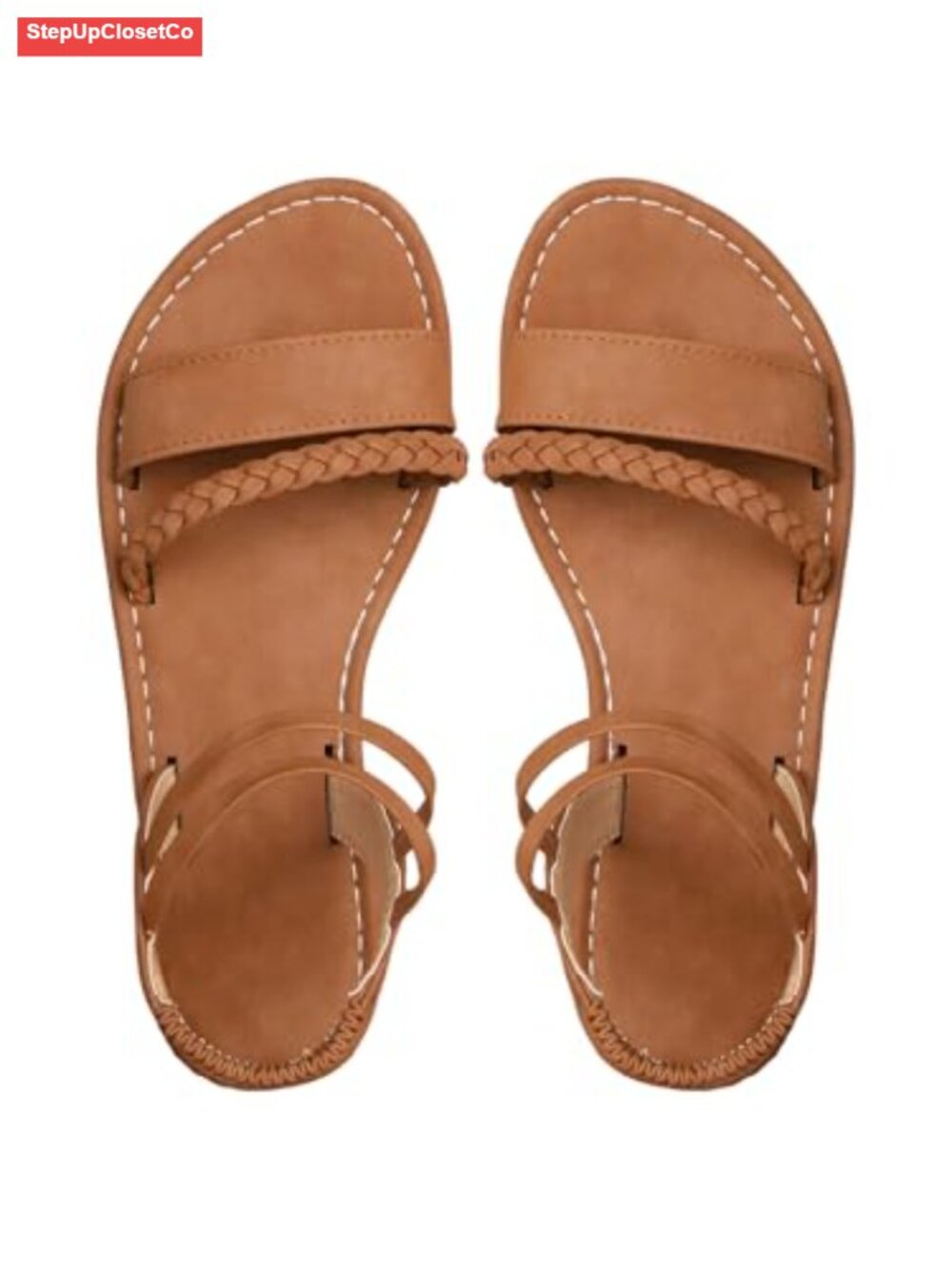 Faux Leather Woven Roman Flat Sandals - Boho Summer Shoes